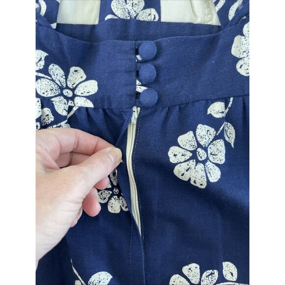 Malia Honolulu Vintage Maxi Dress Floral Open Back Sleeveless 10 1960s-70s Blue - Picture 9 of 11